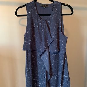 Navy asymmetrical hem button up dress